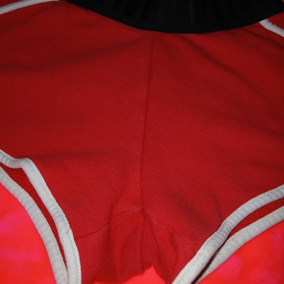 PINK Victoria's Secret Red and Black Athletic Shorts Dog Logo In Crest - Picture 3 of 8